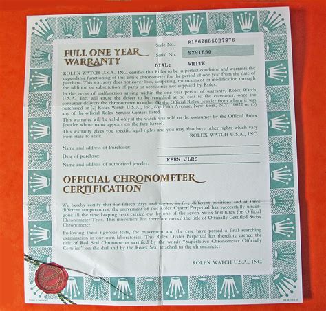 rolex watch certificate of authenticity.